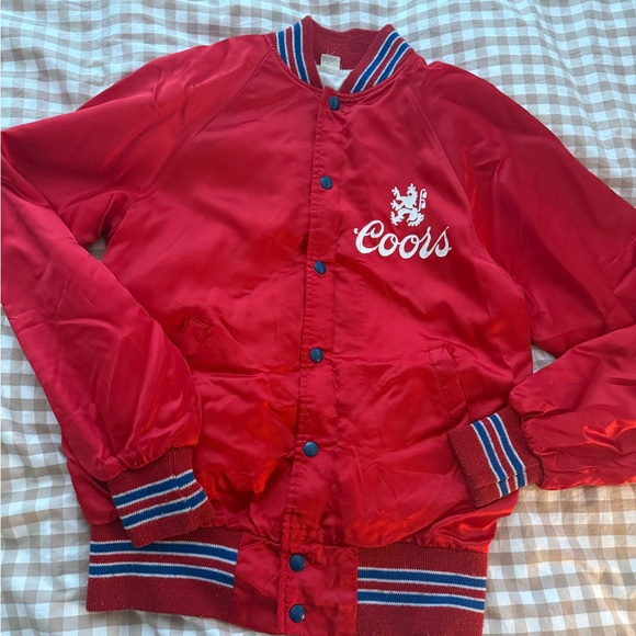 Other - vintage red Coors Banquet satin bomber jacket